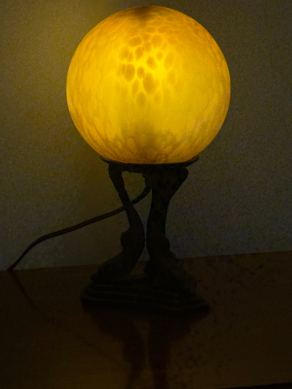 Dolphin based art glass lamp