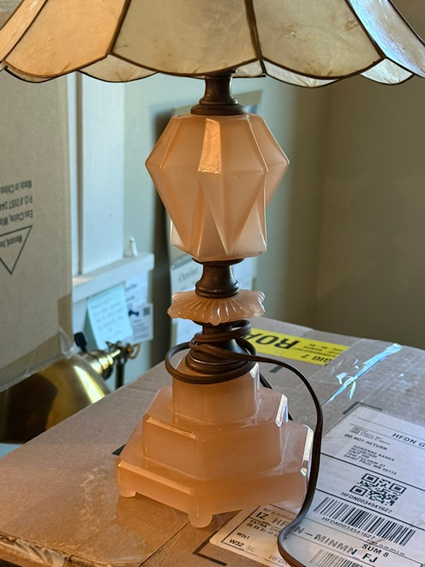 Pink Art Deco glass table lamp
