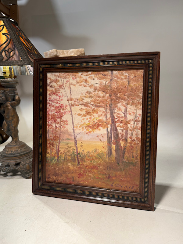 framed Carl G. T. Olson  original painting on board autumn scene #109