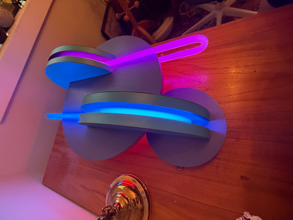 original post modern neon sculptural shelf by John Finch