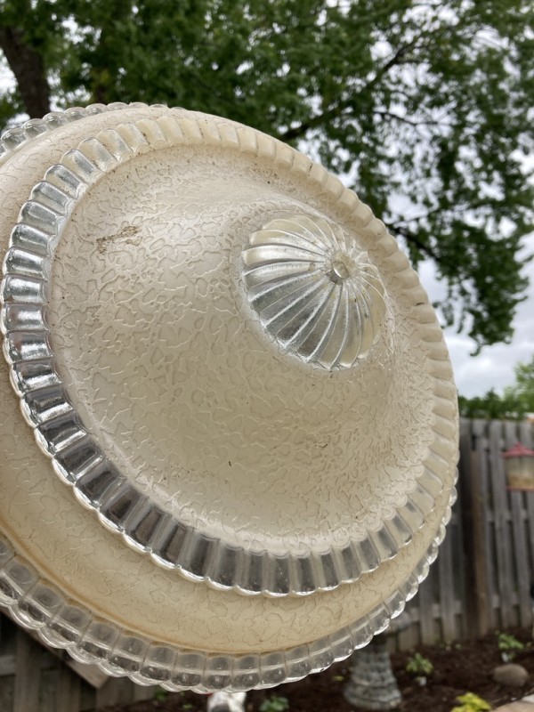 1940's ceiling fixture ~  cream stippled pattern