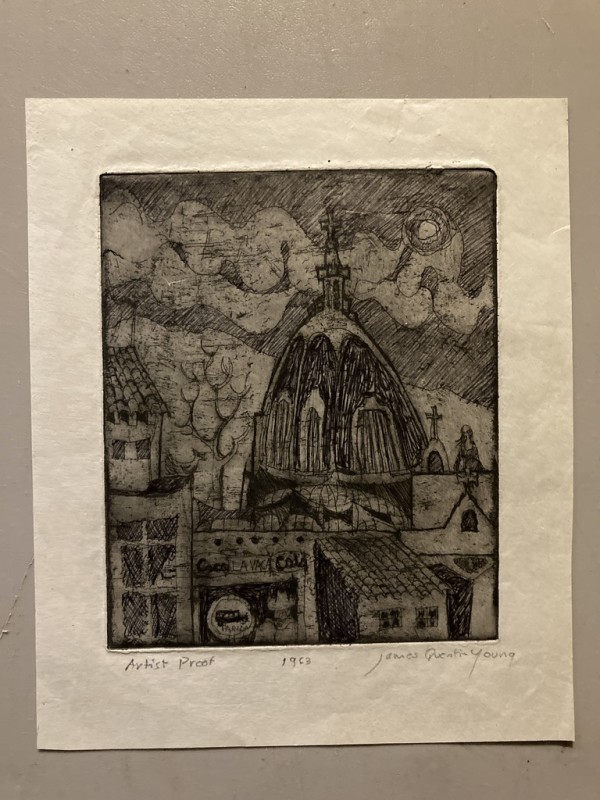 Unframed James Quentin Young etching