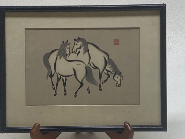 Original ink drawing of horses