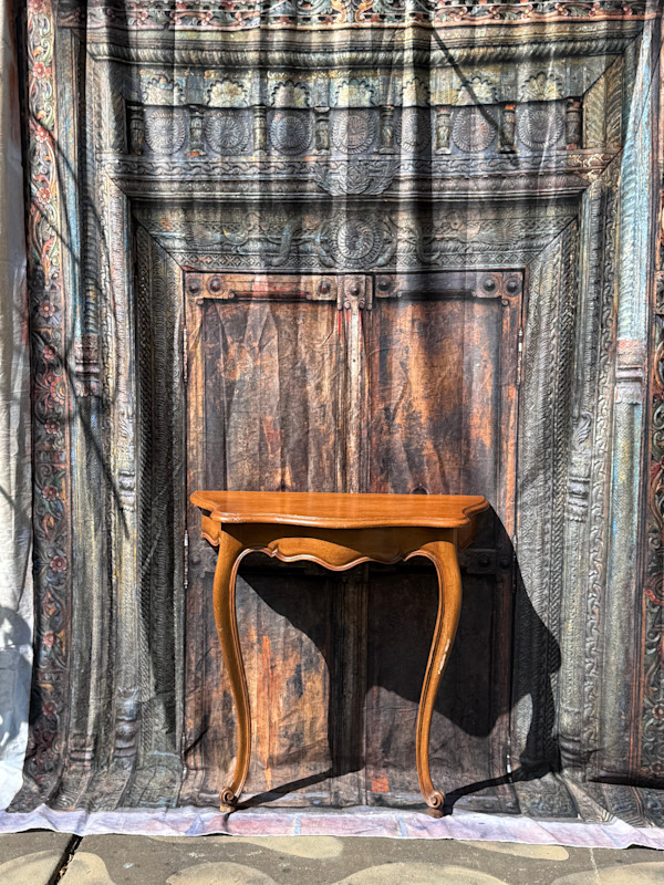 Walnut French style demilune table