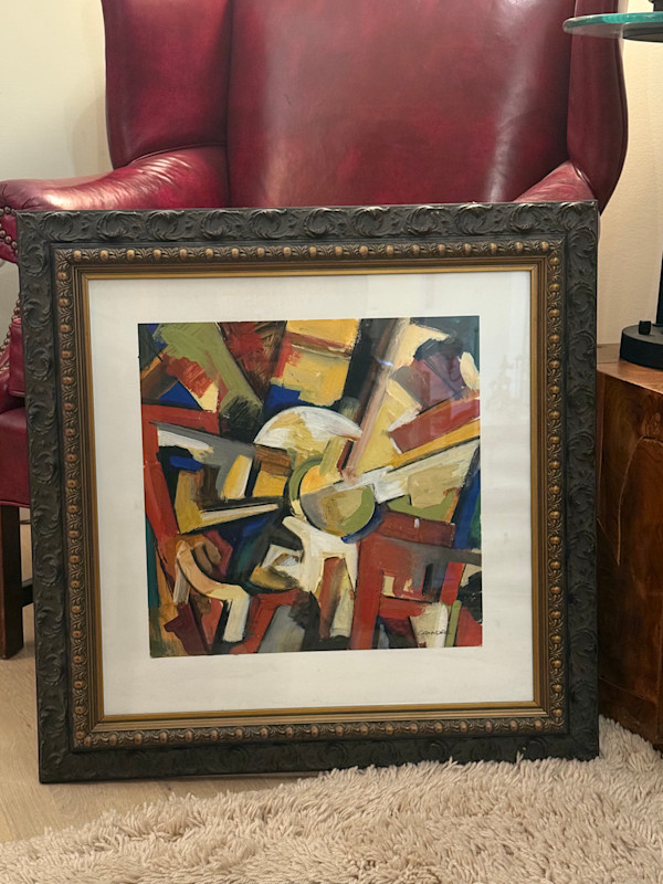 Framed abstract original painting on paper