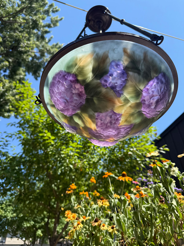 puffer floral art glass ceiling light fixture