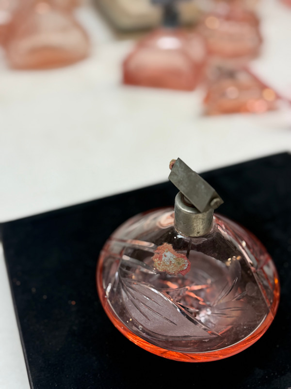 Art Deco pink perfume bottle