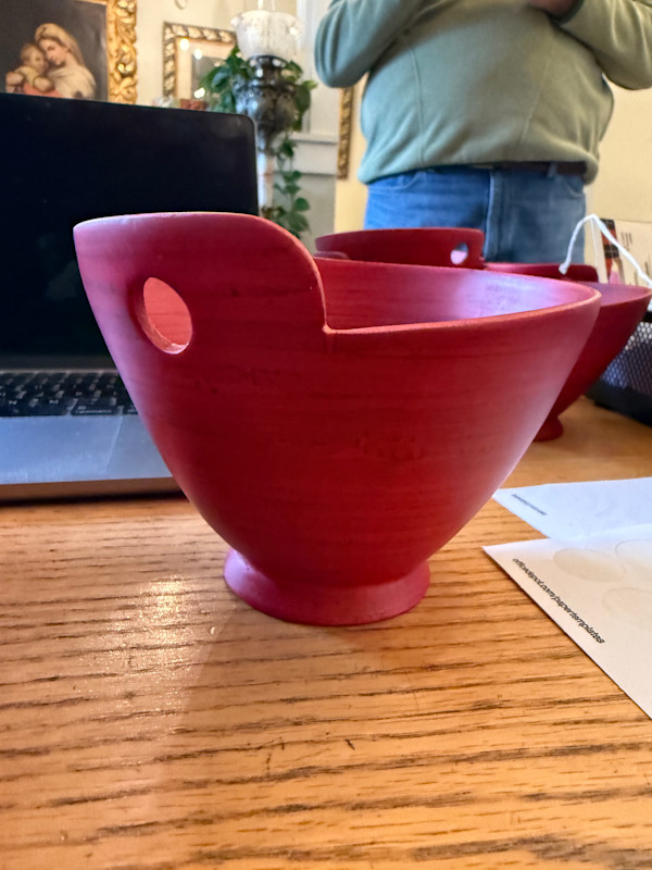 pair of lacquered bamboo noodle bowls