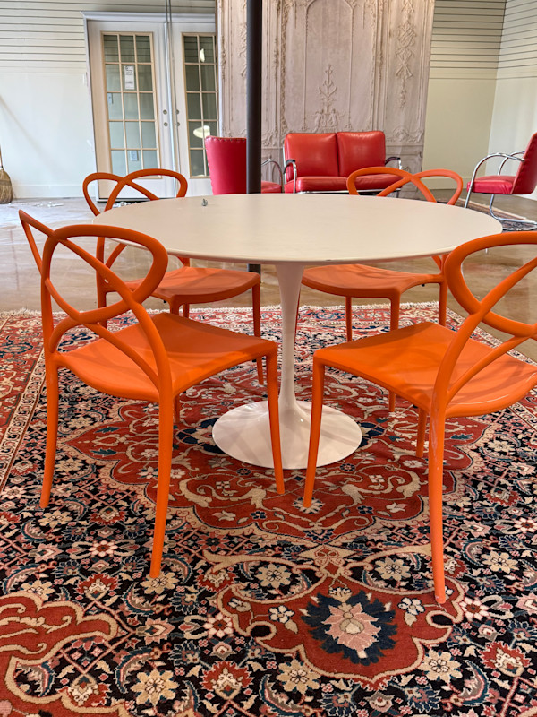 4 orange chairs, Image 1.
