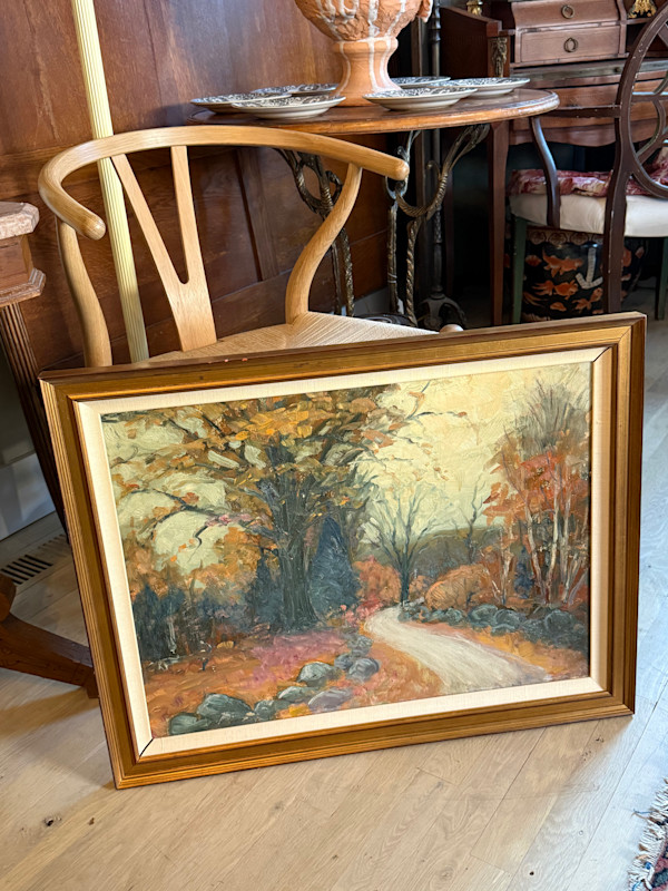 Carl G.T. Olson original painting on board fall path with trees and rocks  #29, Image 4.