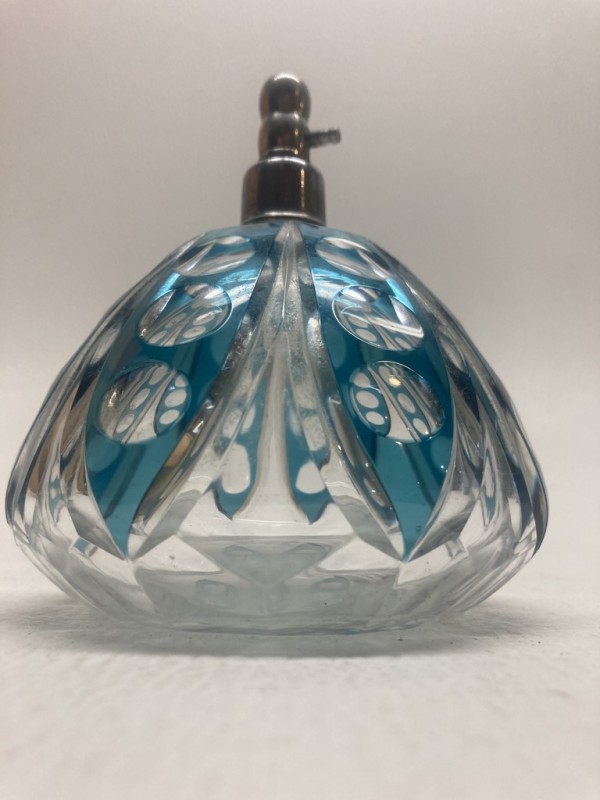 turquoise cut to clear perfume bottle
