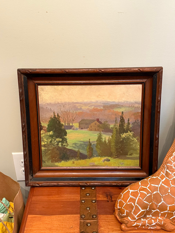 Carl G. T. Olson  original painting on canvas house in field #96