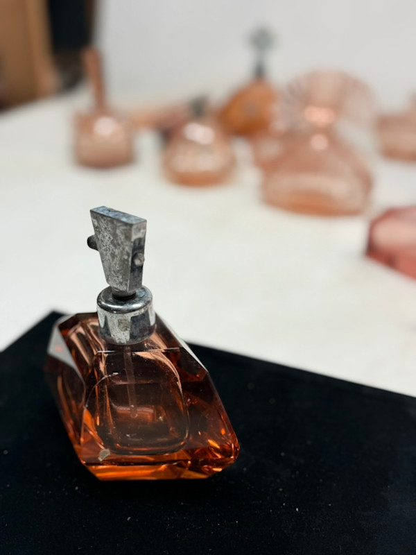 Art Deco pink perfume bottle