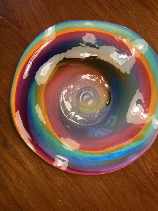 Original art glass colorful bowl