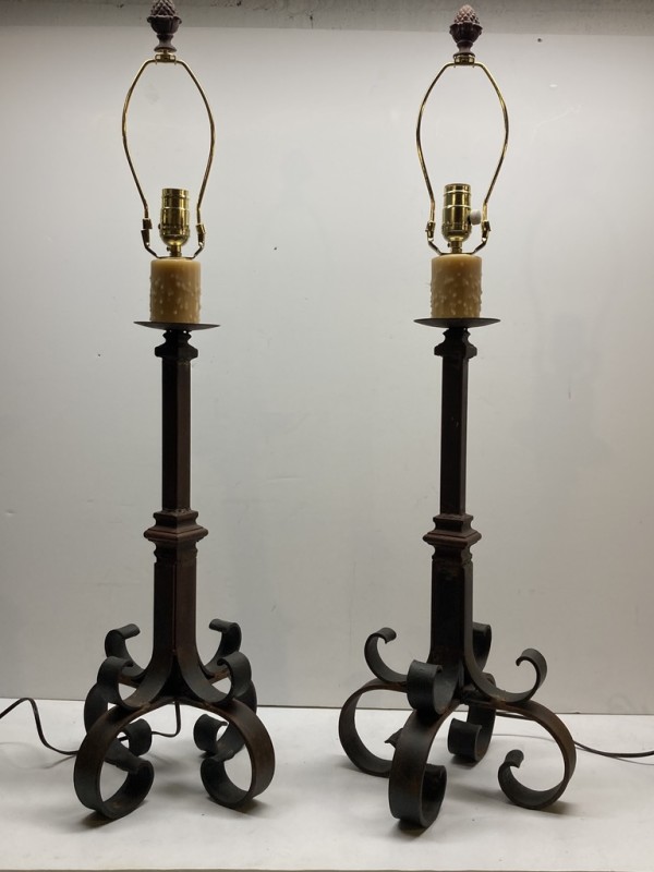 Pair of iron table lamps
