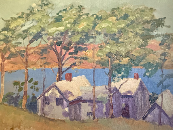 Carl G. T. Olson original oil painting on board spring cabins SD19