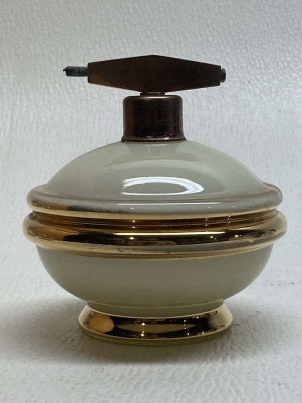 vintage custard cased glass Art Deco perfume bottle