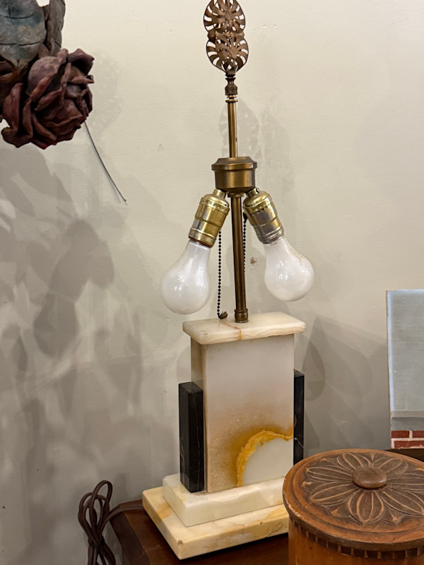 Art Deco onyx and marble table lamp