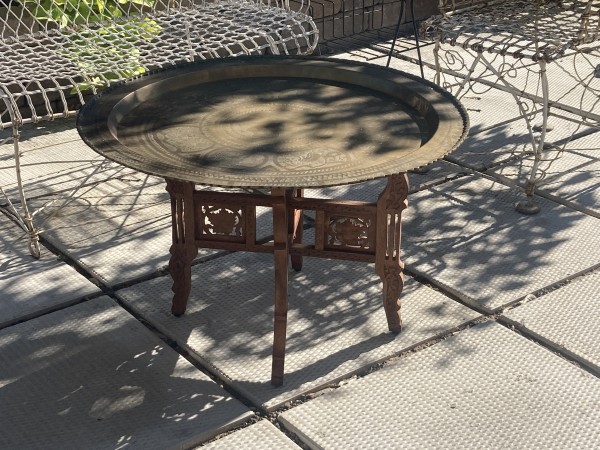Large solid brass tray coffee table