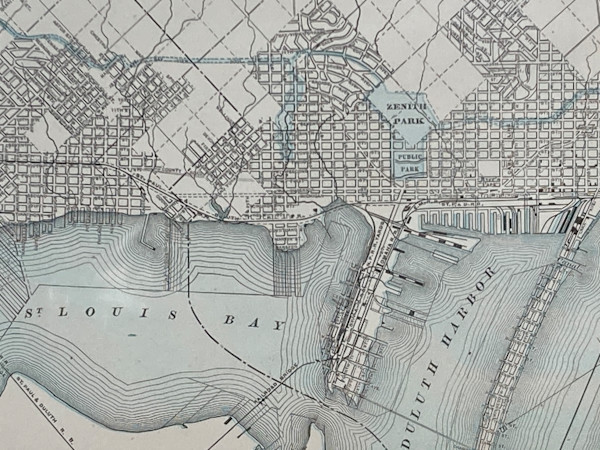 SHRINKWRAPPED early 1892 map of Duluth