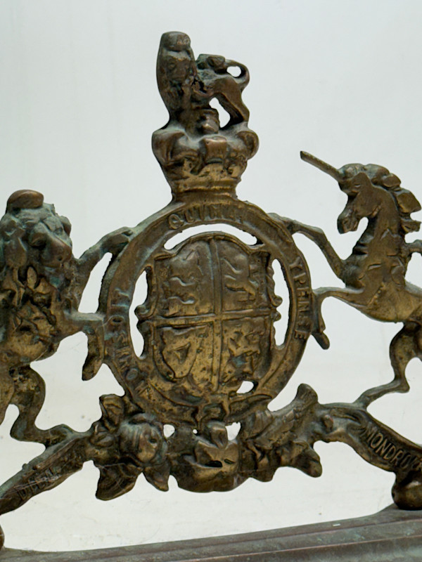 solid brass ENGLAND coat of arms door stop