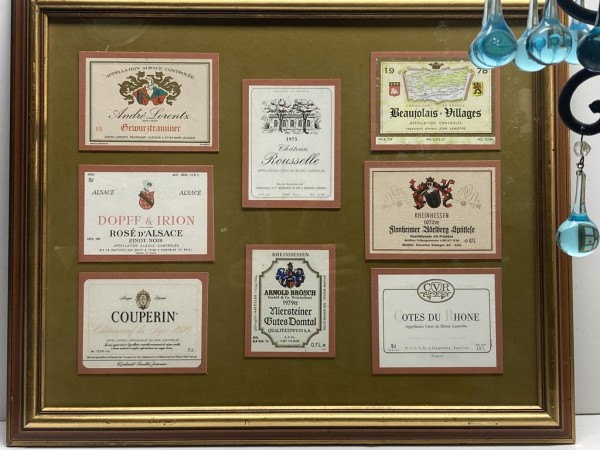 Original framed French wine labels