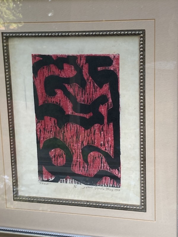 Framed original woodblock by James Quentin Young