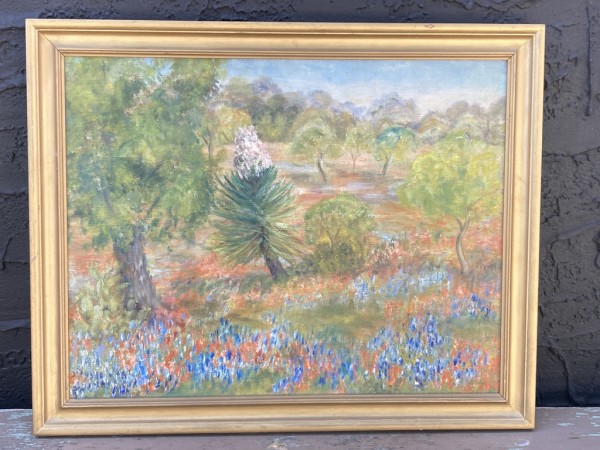 Framed blue bell painting on canvas