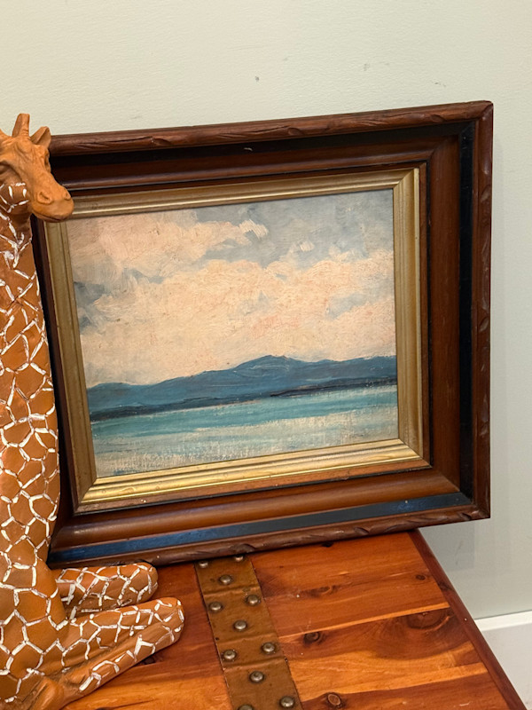Carl G. T. Olson original painting on board clouds water and sky  #60
