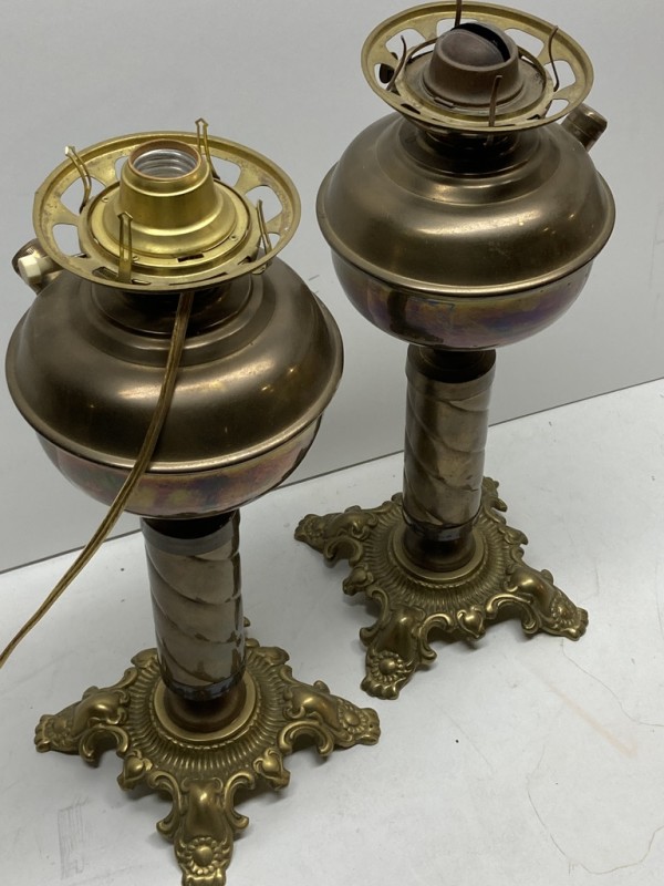 Pair of vintage brass table lamps