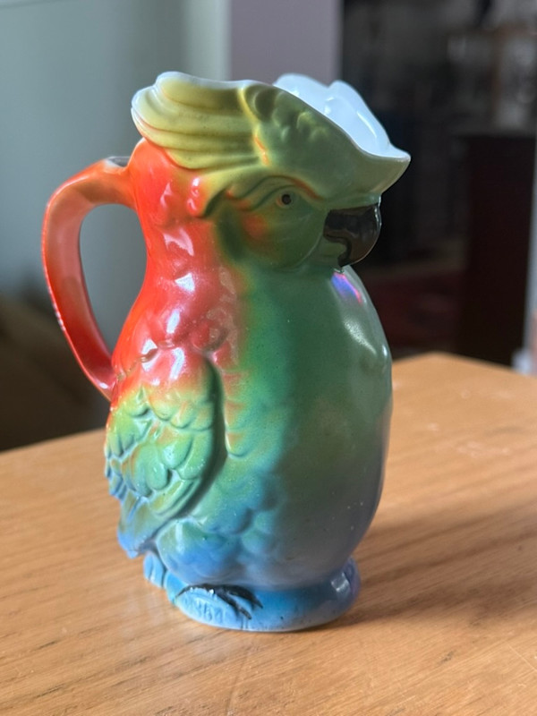 vintage German porcelain Parrot creamer