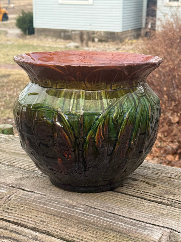 Vintage glazed arts n crafts jardiniere, Image 1.