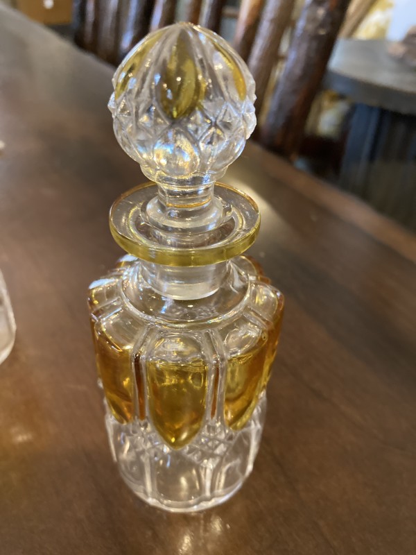 Amber and Clear Val St. Lambert perfume bottle
