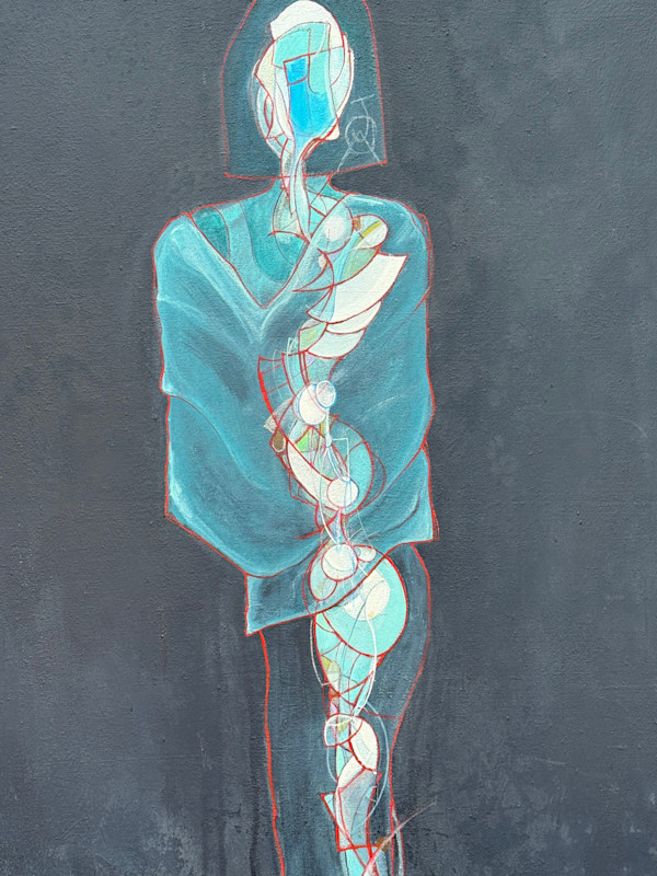 Abstract  blue figure with dark back ground