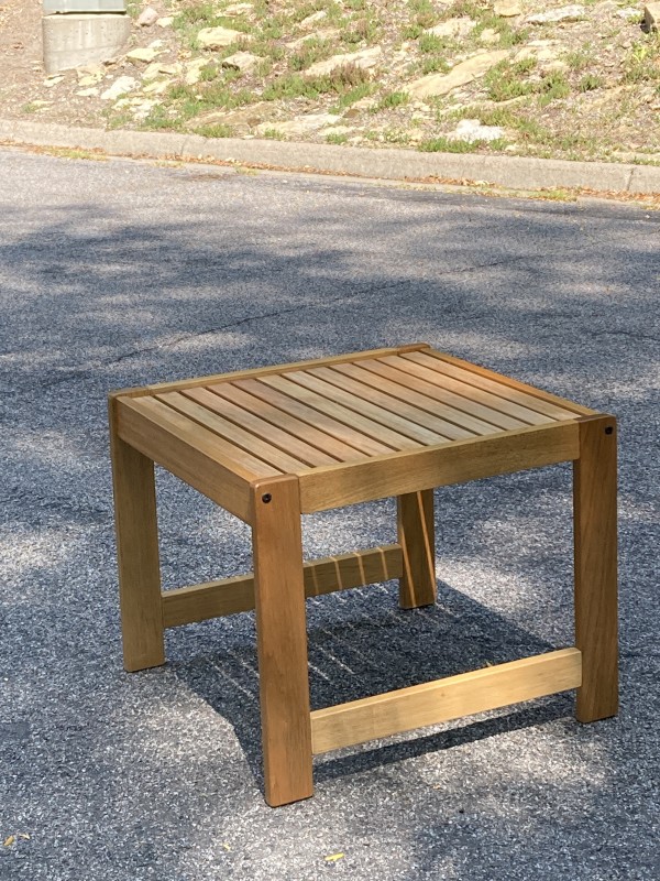 Solid teak slatted side table