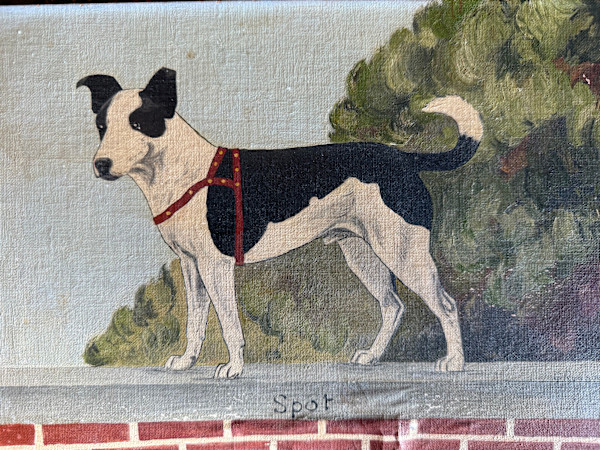 unframed primitive dog painting, Image 1.