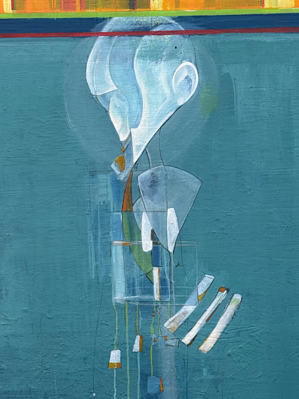 Abstract painting with plaid top