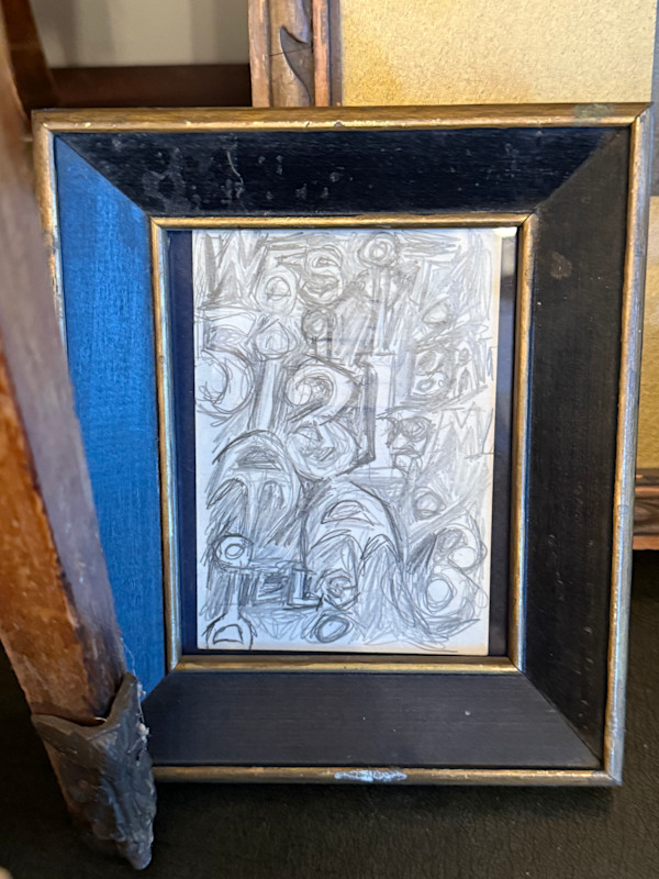 Framed mini pencil drawing of numbers