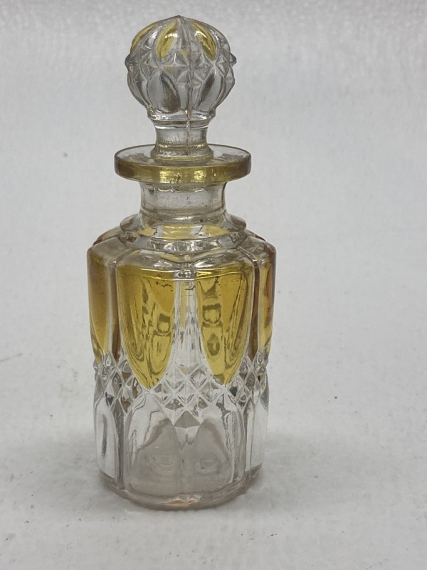 Art Deco Val St. Lambert small amber and clear perfume bottle