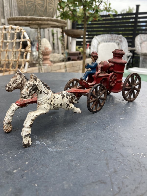 Arcade cast iron horse drawn fire cart
