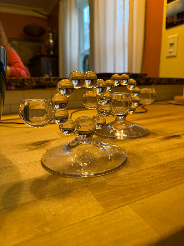 Imperial bubble motif candlesticks