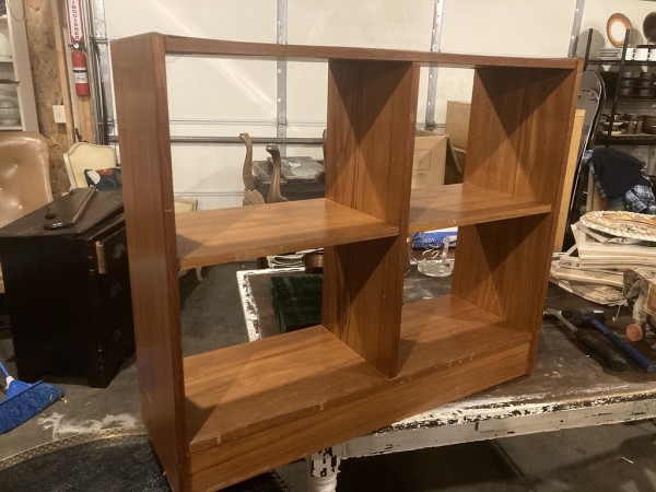 Low simple open Danish teak bookcase