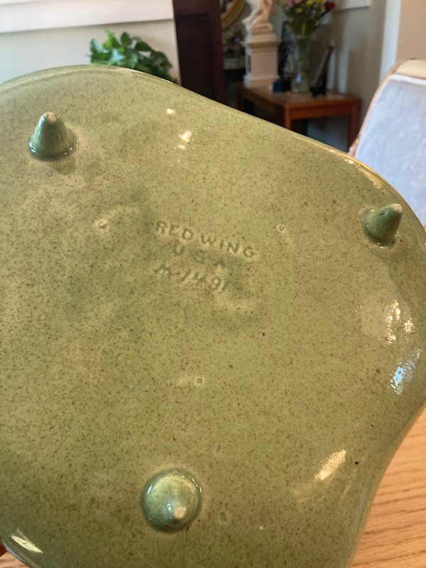 Red Wing green art pottery bowl