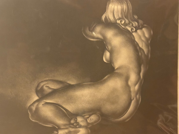 Art Deco Nude etching