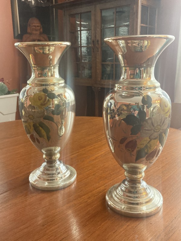 Pair of Victorian era Mercury Glass vases
