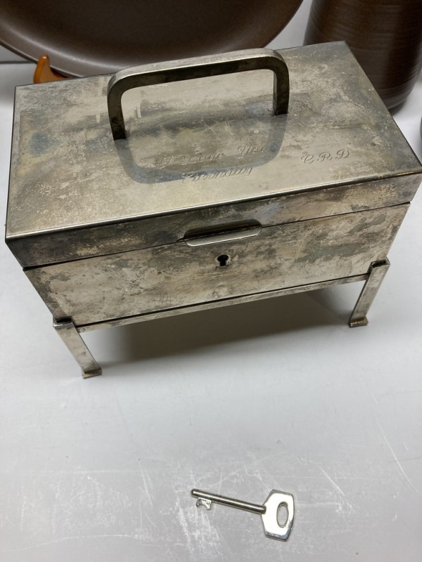 Decorative silver plate box and stand