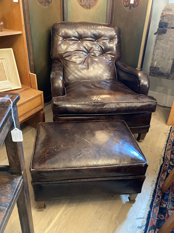 leather chair and ottoman