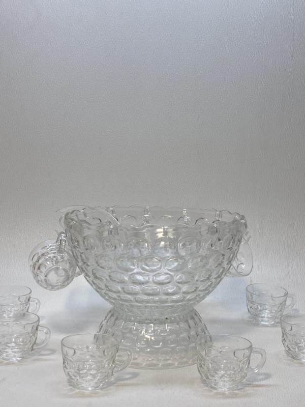 Federal glass Jubilee punch bowl and glasses set