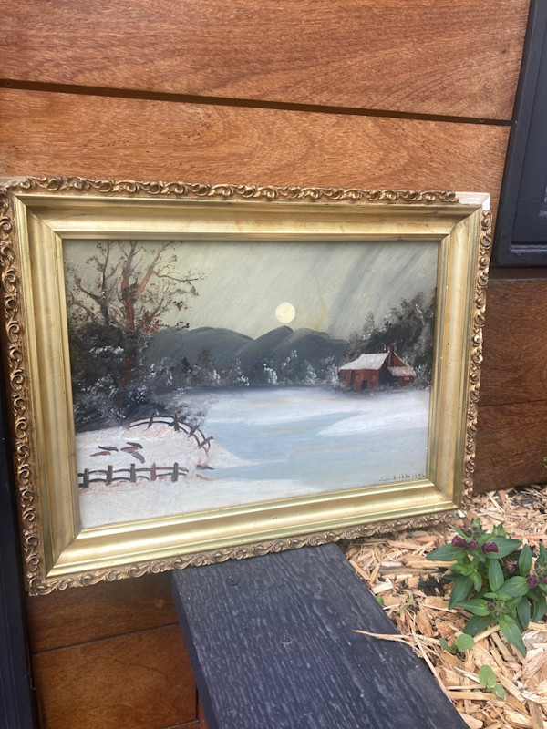 19th century winter scene painting