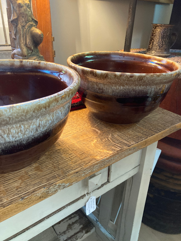 Large Monmouth brown drip glaze mixing bowl